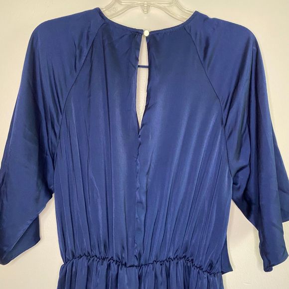 CITY CHIC woman's size 12 Sleek Tie navy blue keyhole neck asymmetrical dress - Picture 5 of 11